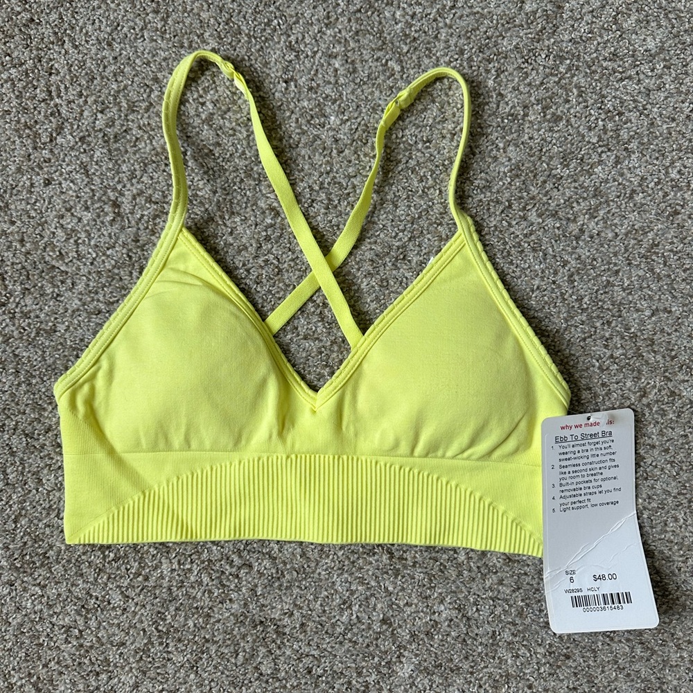 Lululemon Yellow Ebb to Street Bralette with Crossback Straps Size 6 NWT